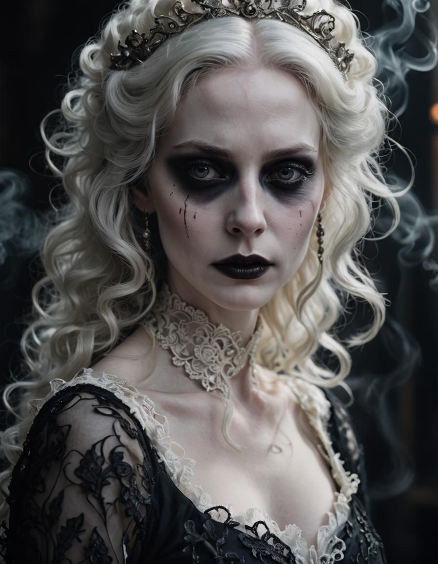 Regal Gothic Ghost in Eerie Castle Haze