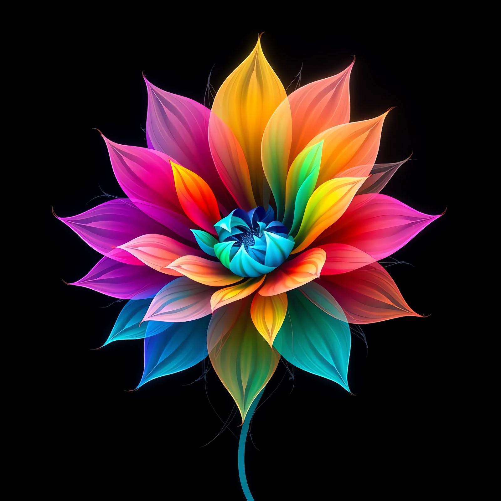 Abstract Vibrant Flower in Detailed Digital Artwork