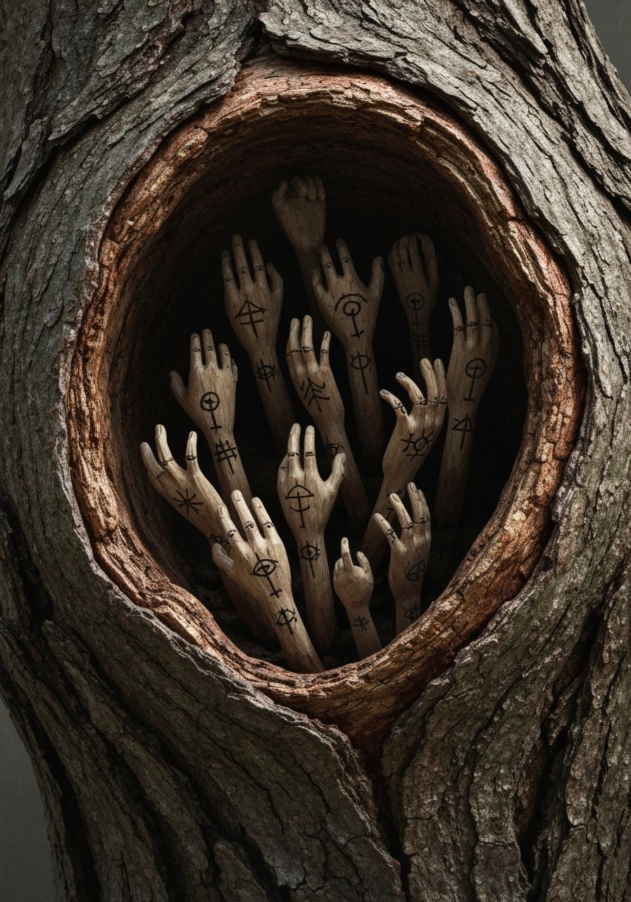Mysterious Hands Emerge from Ancient Tree Bark