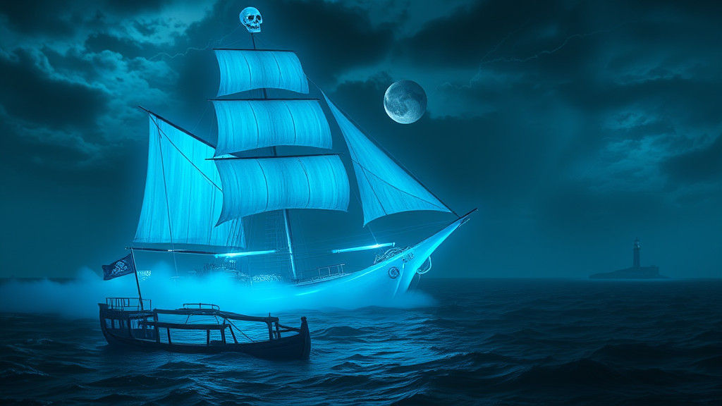 Ethereal Ghost Ship Drifts through Sinister Seascape in HDR1...