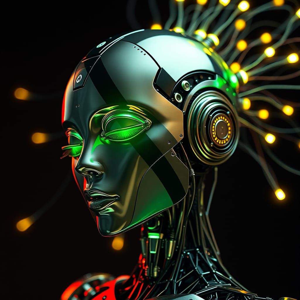 Dancing Robot Maiden with Glowing Eyes