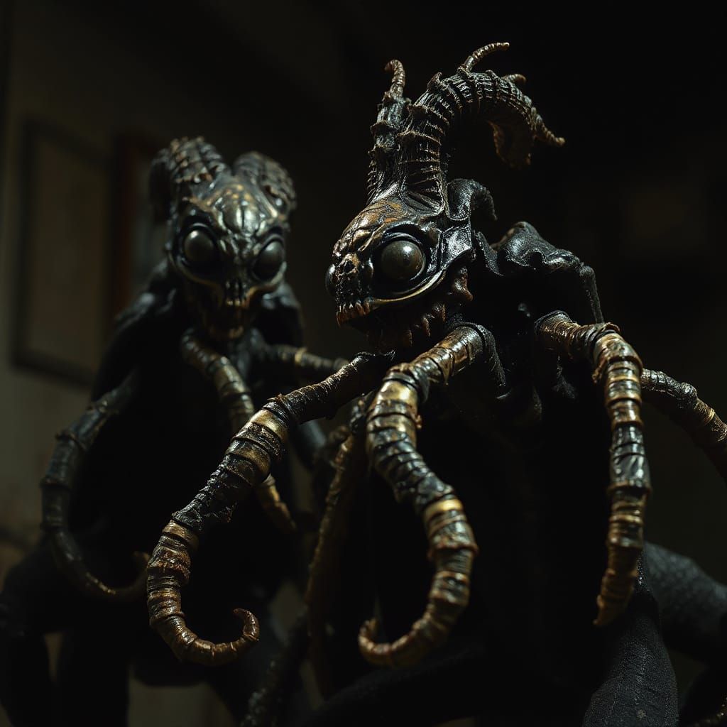 Scary Diabolic Exoskeleton Monsters in Biomechanical Style