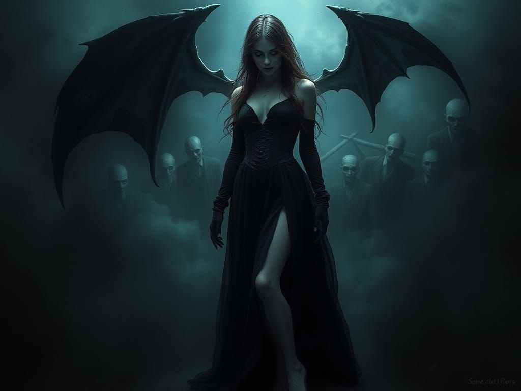 Eerie Woman in Shadows: A Gothic Dark Fantasy