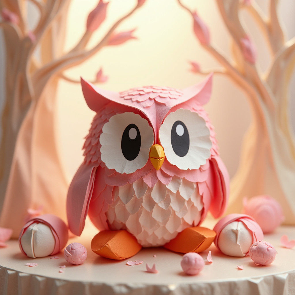 Kirby Origami Owl in Dreamy 8K Resolution
