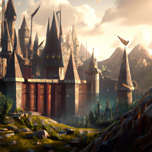 Detailed Matte Painting of Hogwarts in Unreal Engine