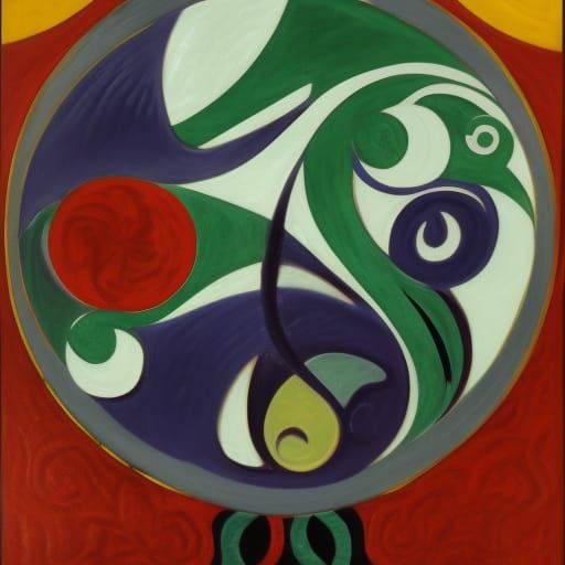 Yin-Yang Birds in Ukiyo-e Style