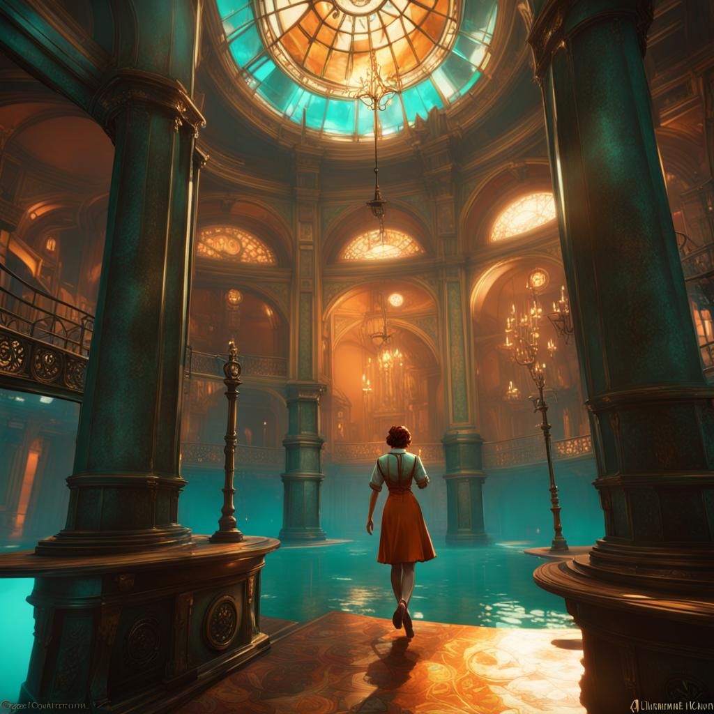 Underwater City Concept Art in Nouveau Style
