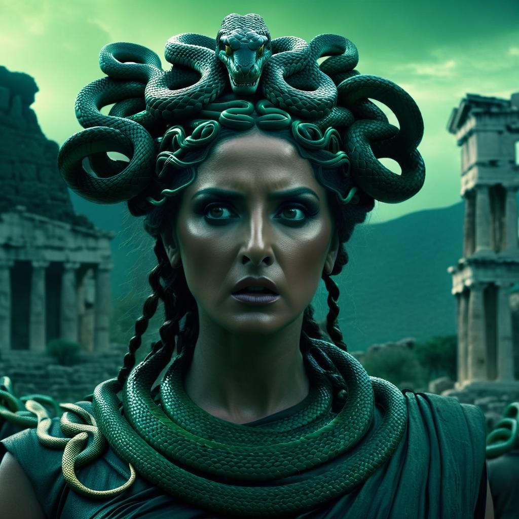 Medusa with Snakes in Hair, Dark Fantasy Art