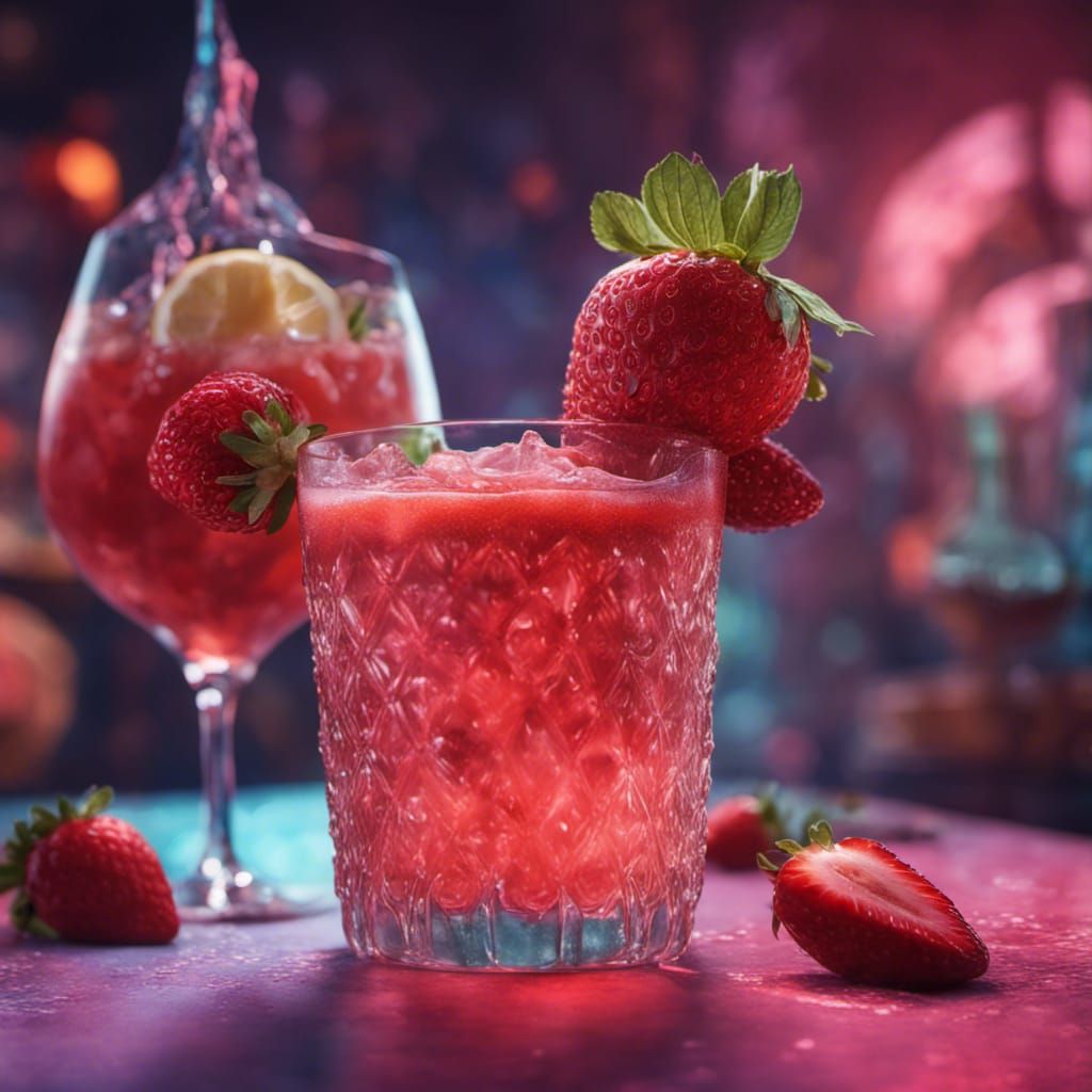 Strawberry Cocktail in Detailed Matte Painting Style