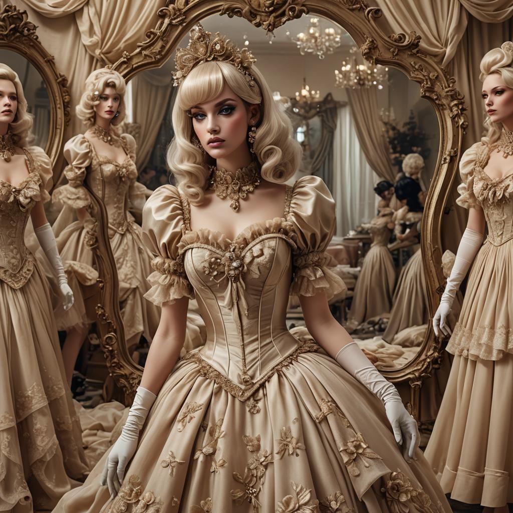 Beige Chiffon and Satin Wonderland: Fantasy Concept Art