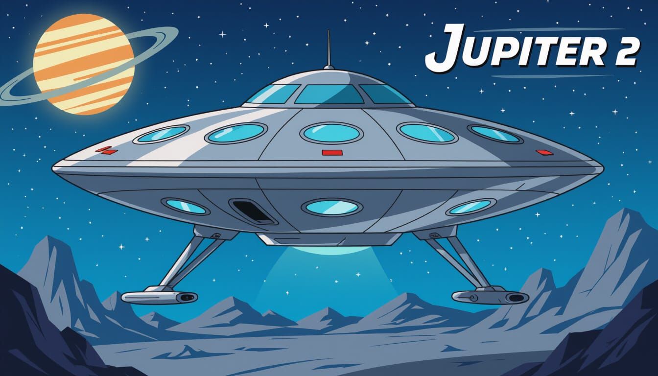 Jupiter 2 Spaceship in Gritty Cartoon Style