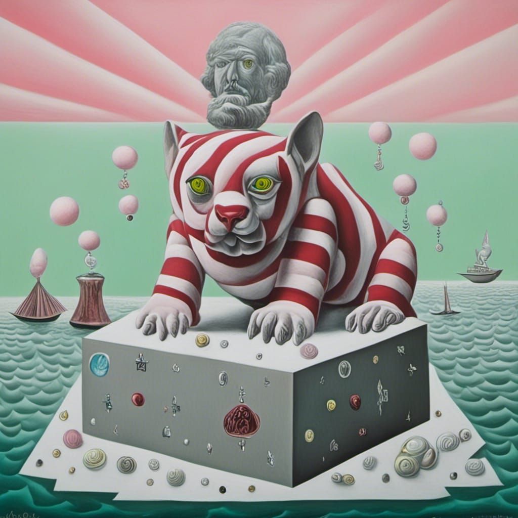 Arctic Sphinx on Iceberg, Hyperrealistic Digital Art