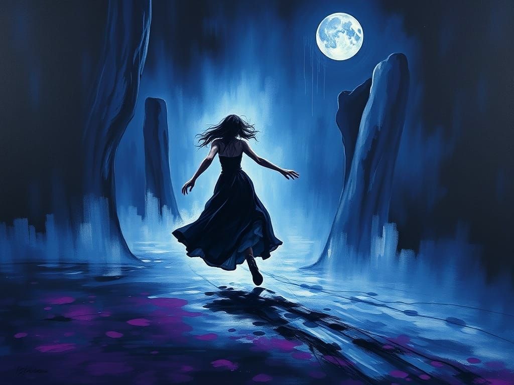 Escape the Night: A Surreal Charcoal Drawing