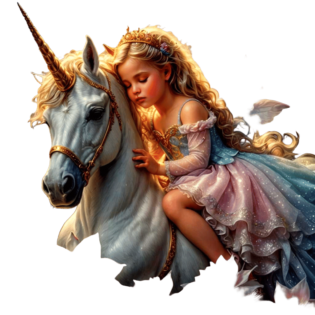 Baby Princess and Magical Unicorn: Hyperrealistic Fantasy