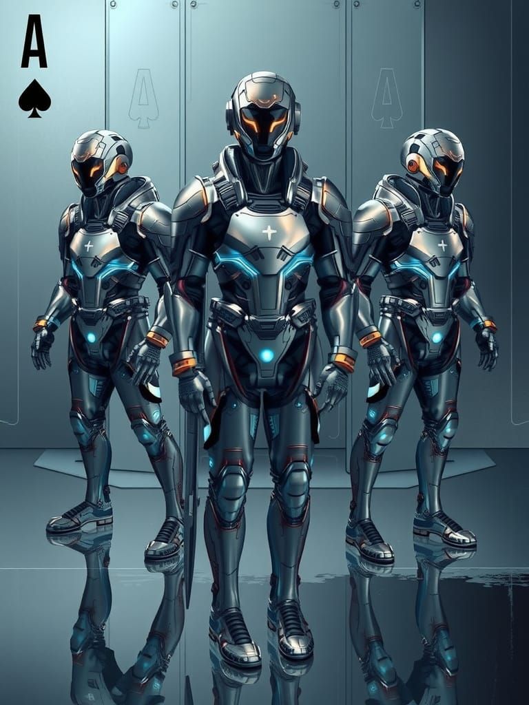 Futuristic Royal Figures in Metallic Exosuits