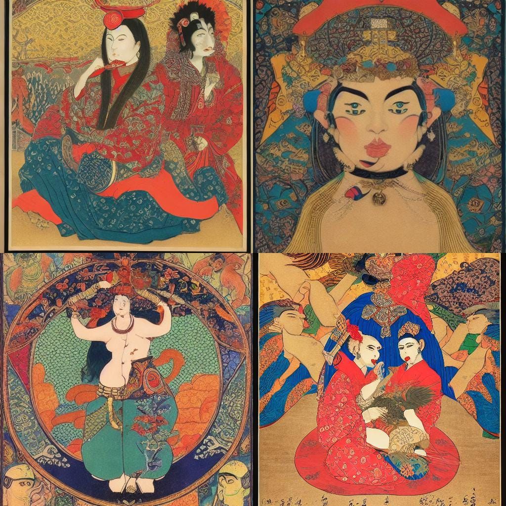 Grotesque Genie in Mixed Art Styles