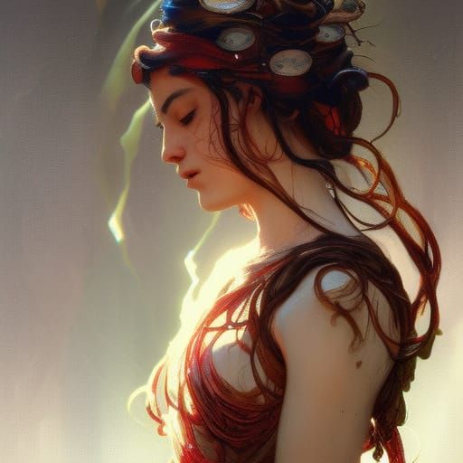 Pagan God Portrait in Hyperdetailed Digital Art Style