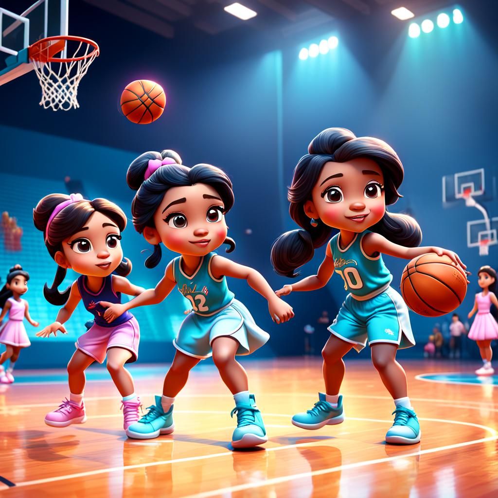 Disney Princesses Play Basketball in Pixar 3D Style