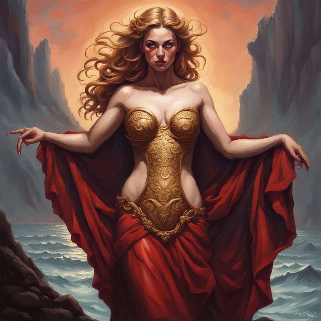 Aphrodite's Sinister Birth: A Digital Painting