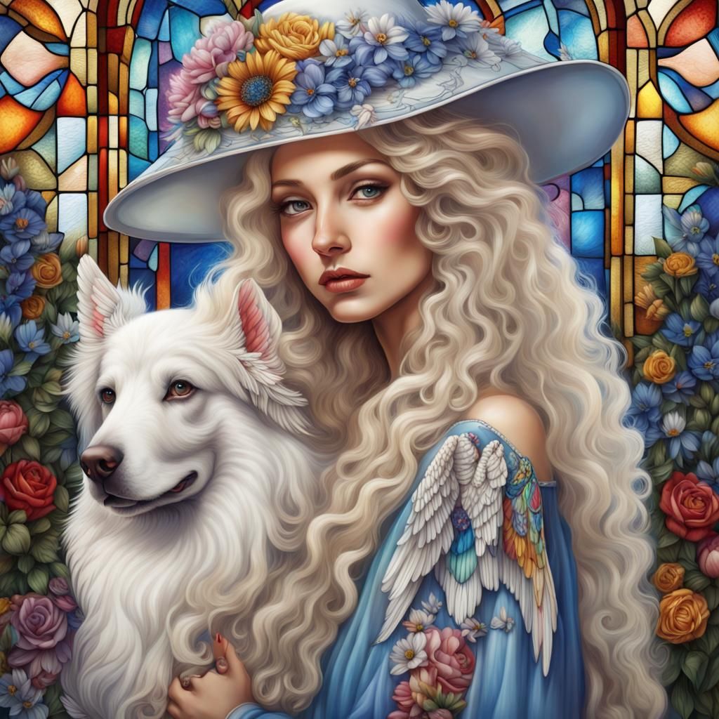 Photorealistic Lady in Romanian Dress with Rainbow Wings