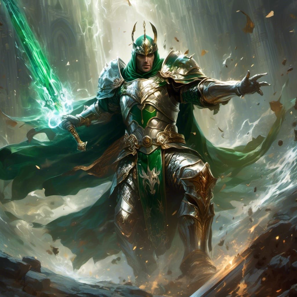 Paladin Battlemage Wizard in Dynamic Digital Art Style