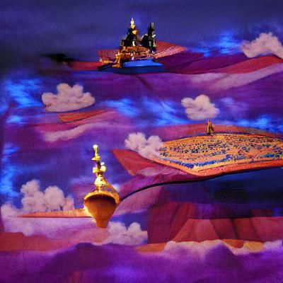 Magic Carpet Ride Over Exotic Cityscape