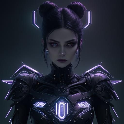 Cyber Gothic Woman Operates Machinery in Laboratory