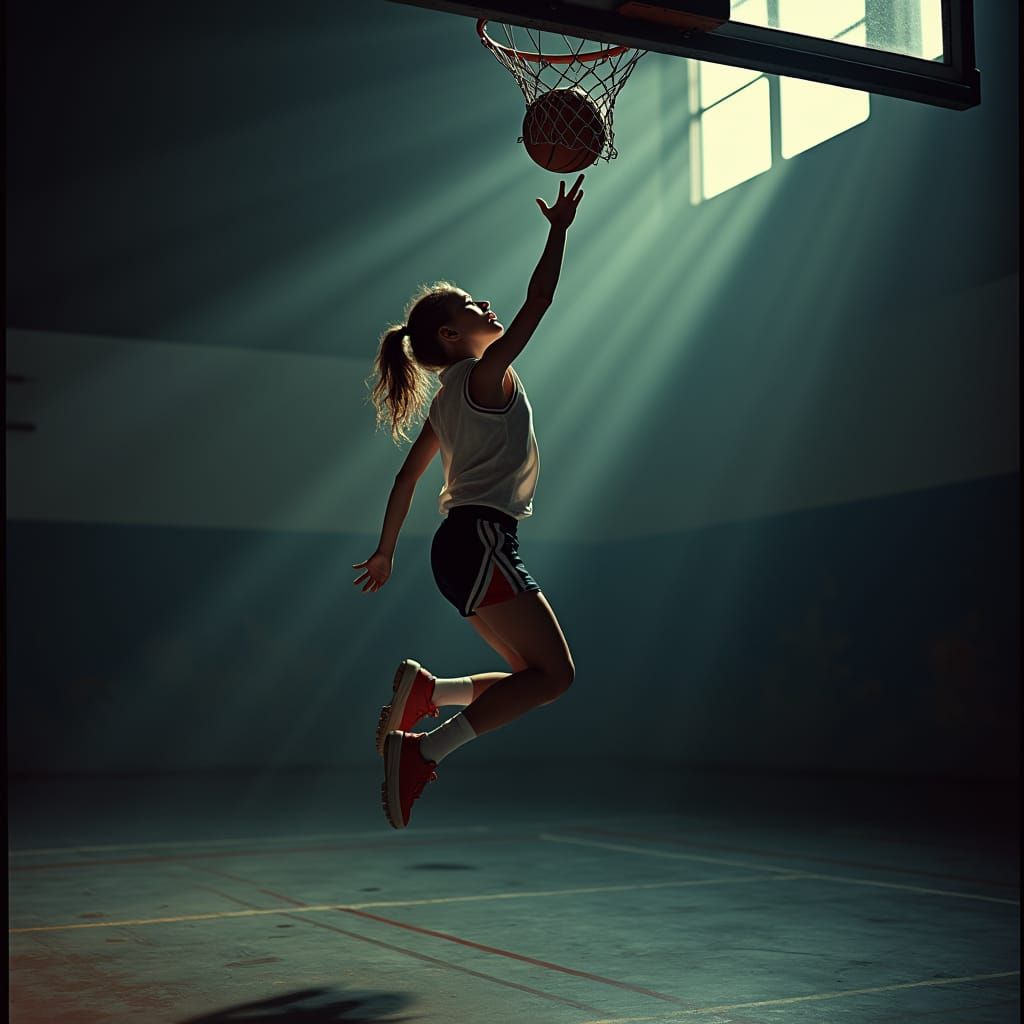 Young Athlete's Intense Dunk Moment