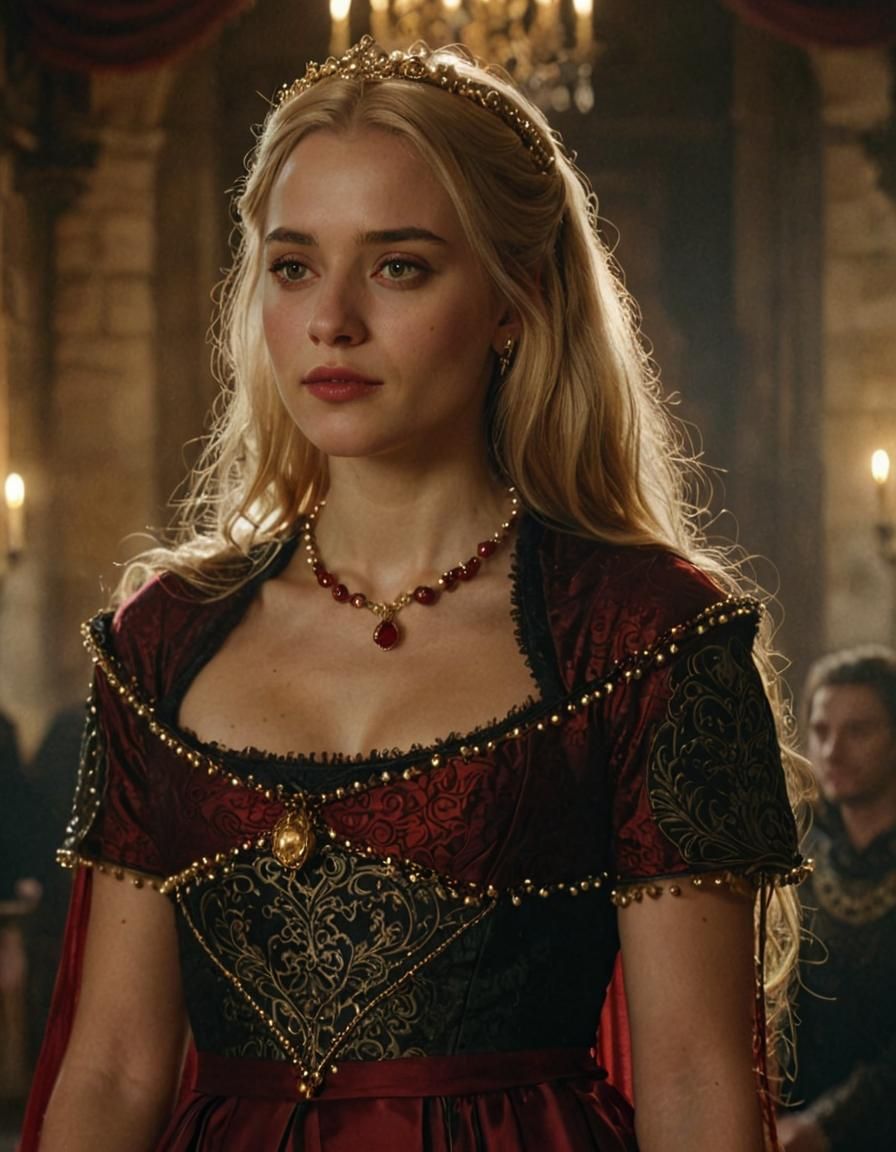 Medieval Princess in Luxurious Hall, Cinematic Lighting