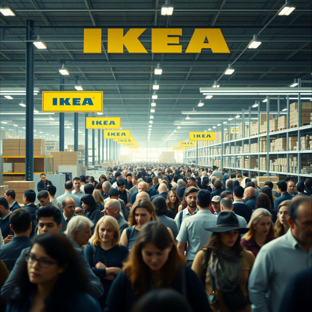 Busy IKEA Store in Cinematic Style