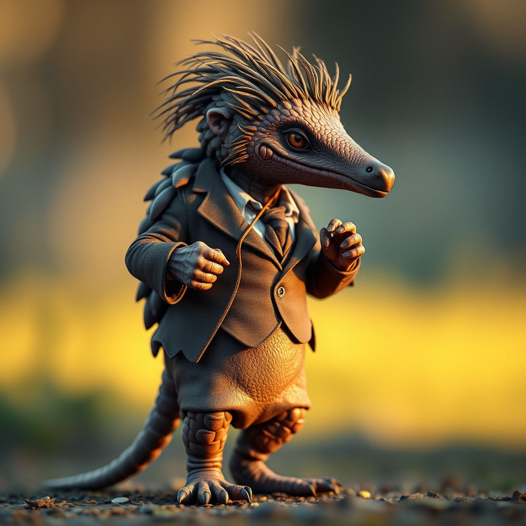 Pangolin-Human Hybrid with Pocket Watch, Photorealistic