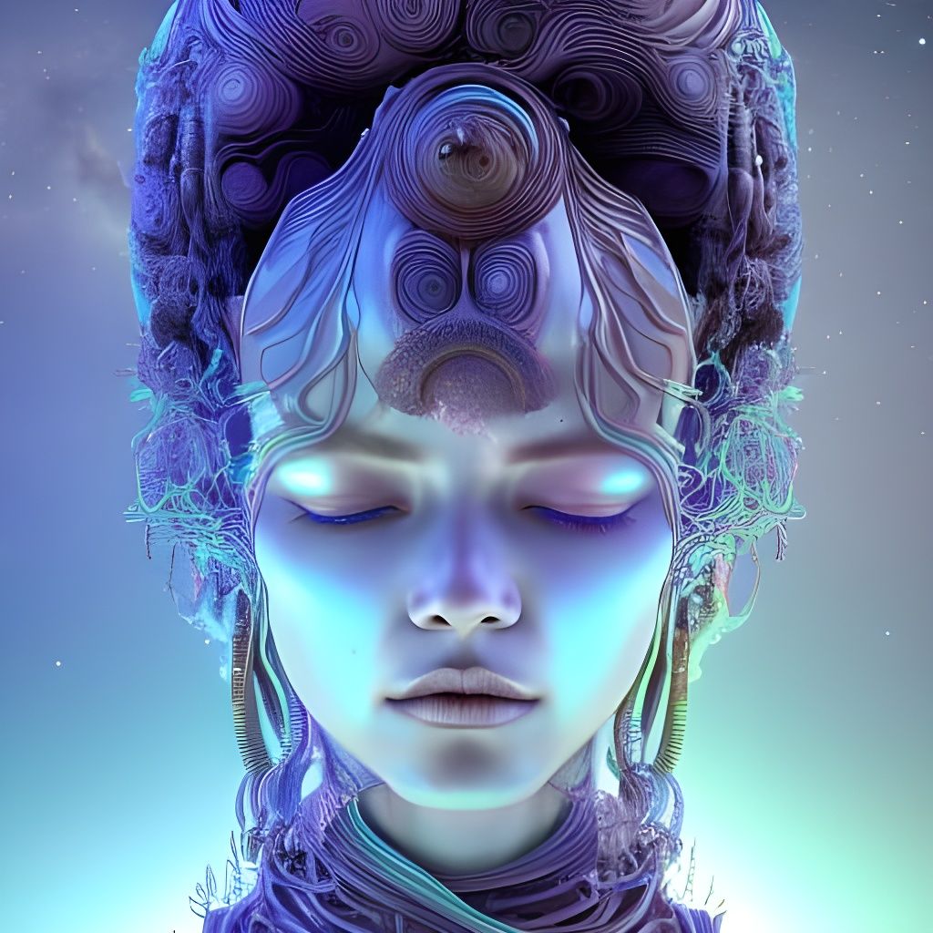 Cosmic Goddess Portrait with Exotic Jewelry