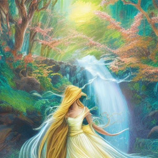 Magnificent Woman with Flowing Hair in Golden Hour