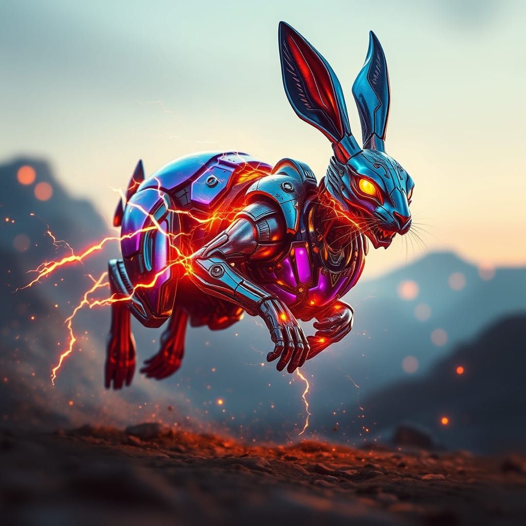 Electric Demon Hare in Futuristic Flight