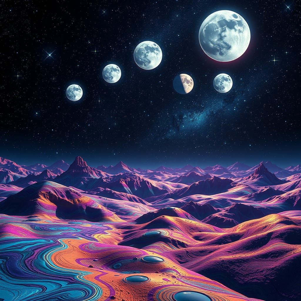 Ethereal Cosmic Landscape in Vibrant Iridescent Hues
