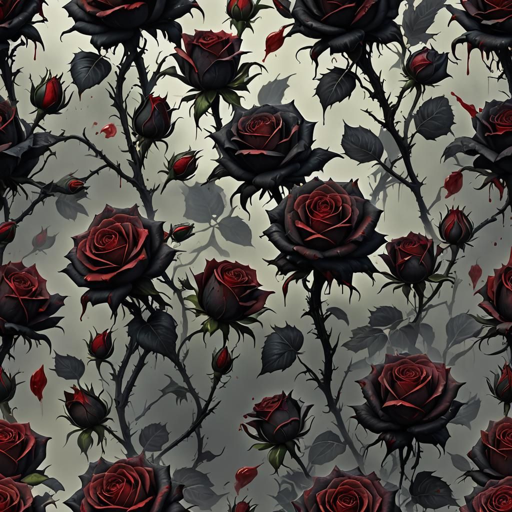 Fantastical Bloody Black Roses Digital Art