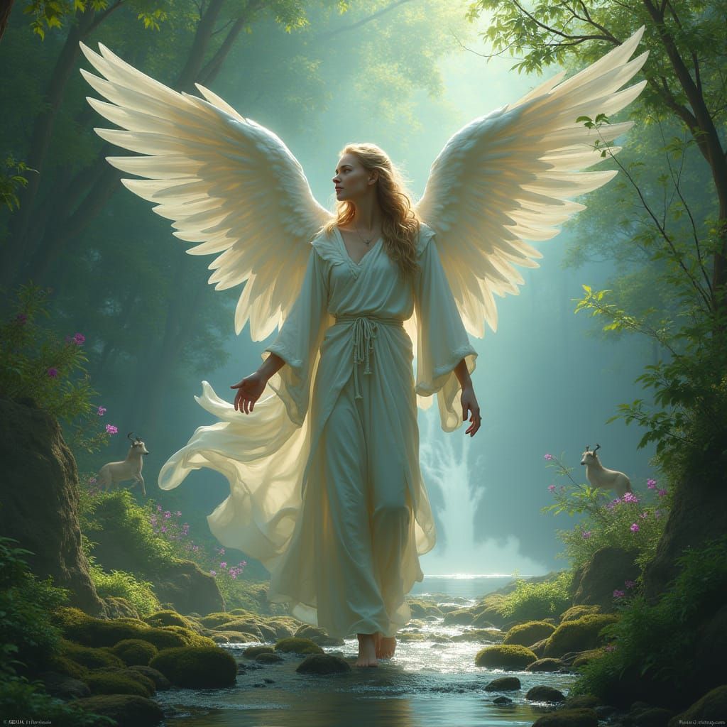 Archangel Ariel in a Lush, Detailed Matte Painting