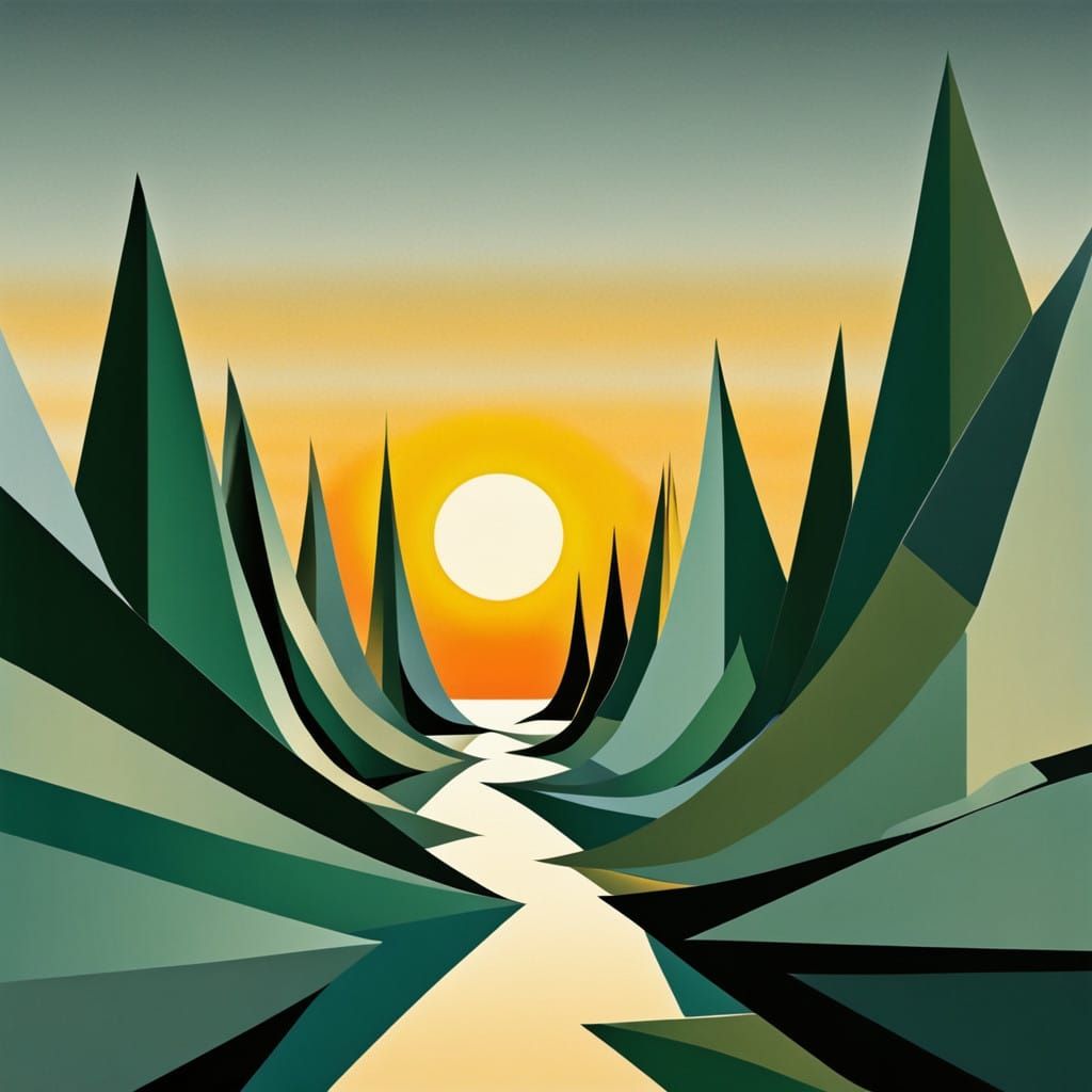 Vibrant Marina Sunrise in Abstract Expressionism