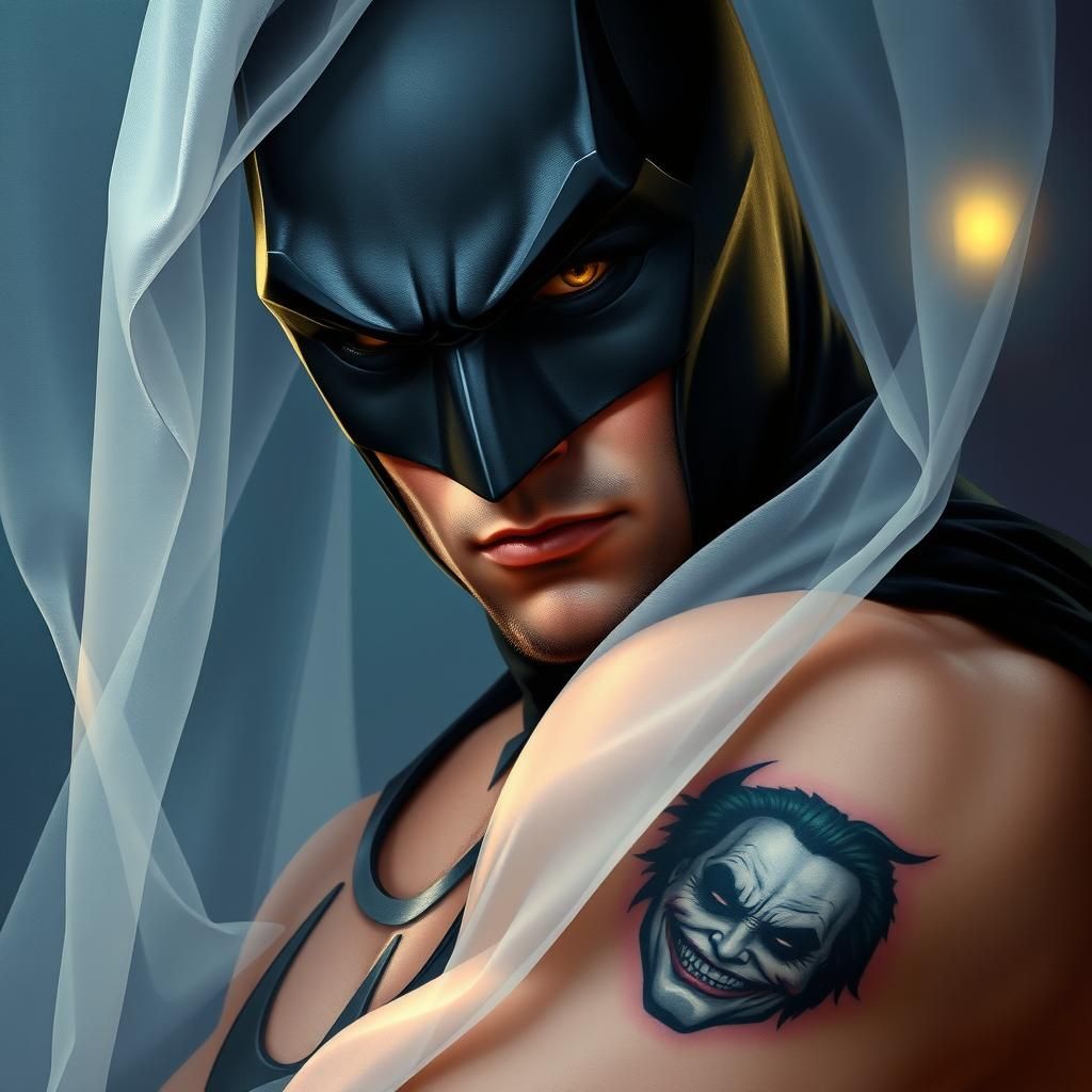 Dark Knight Portrait with Joker Tattoo