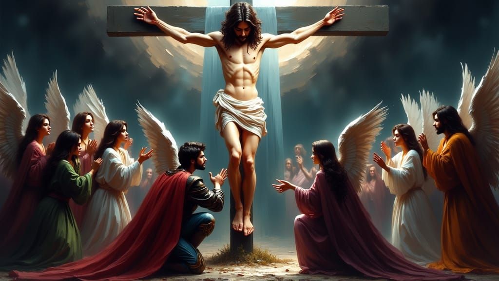 Angelic Reverence in Hyperrealistic Splendor