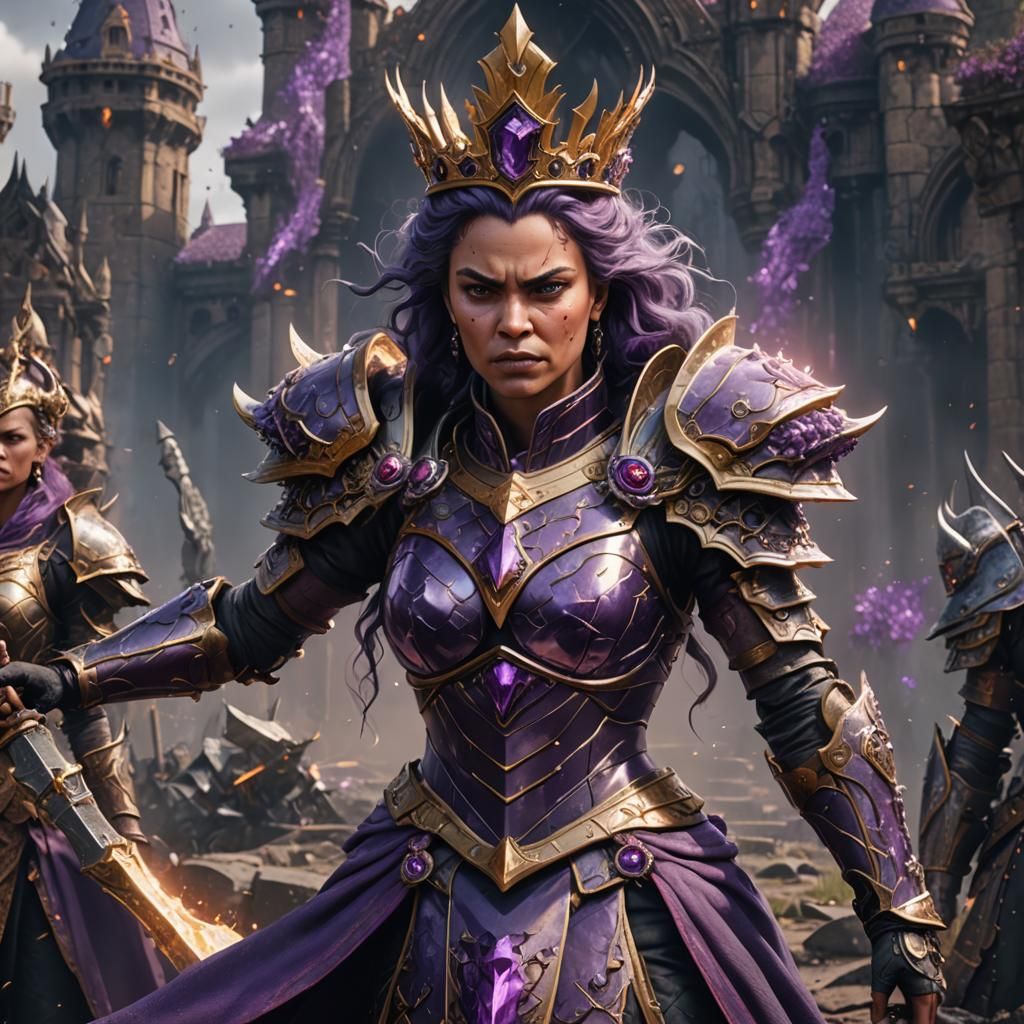 Angry Queen in Amethyst Battle Armor