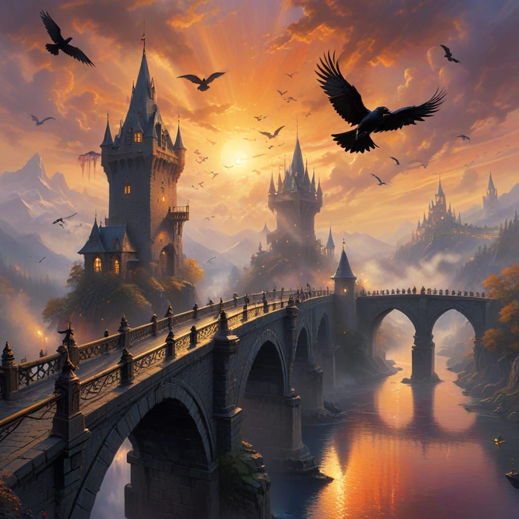 Enchanting Wizards Duel at Castle in Golden Hour