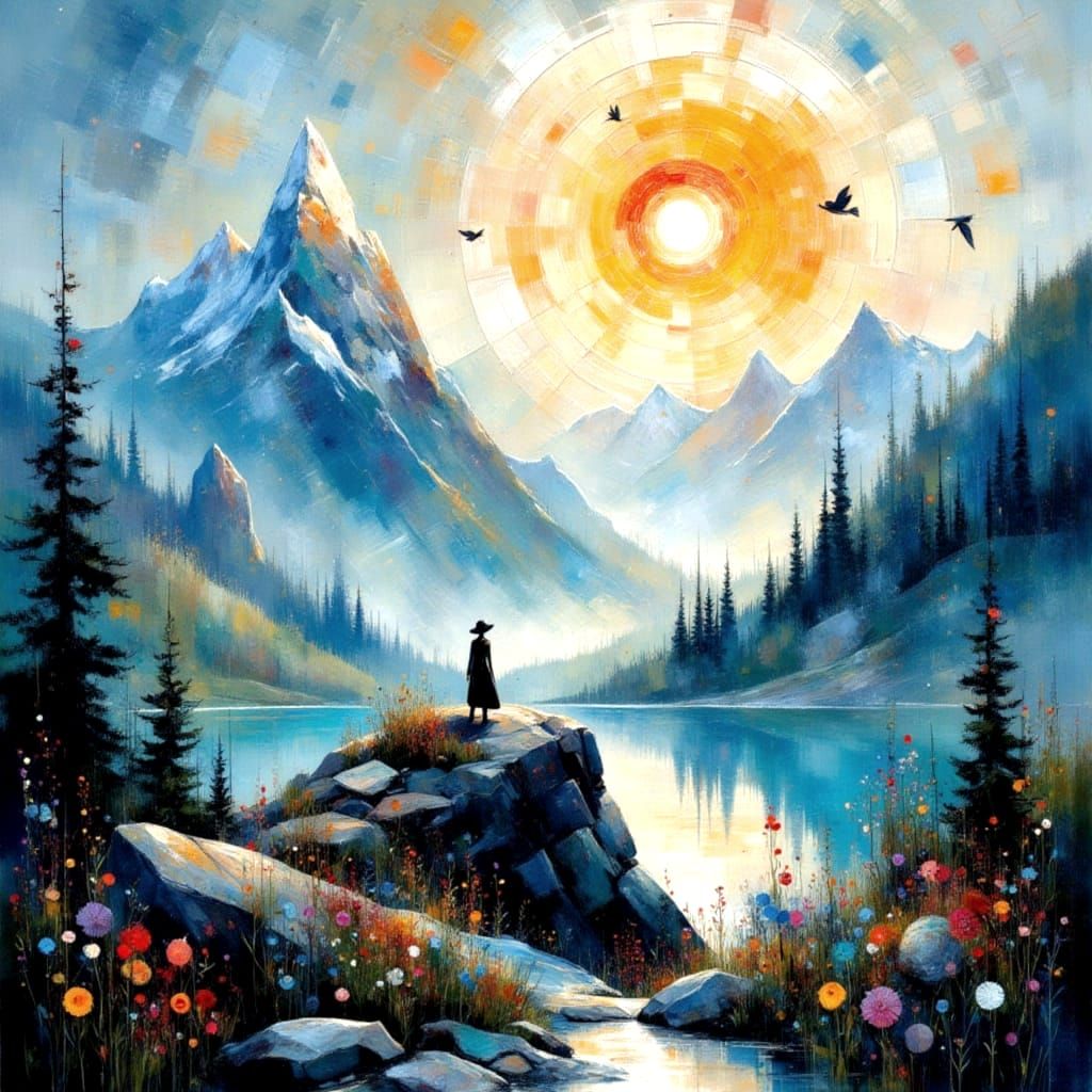 Rock Star in a Magical Sunset Landscape