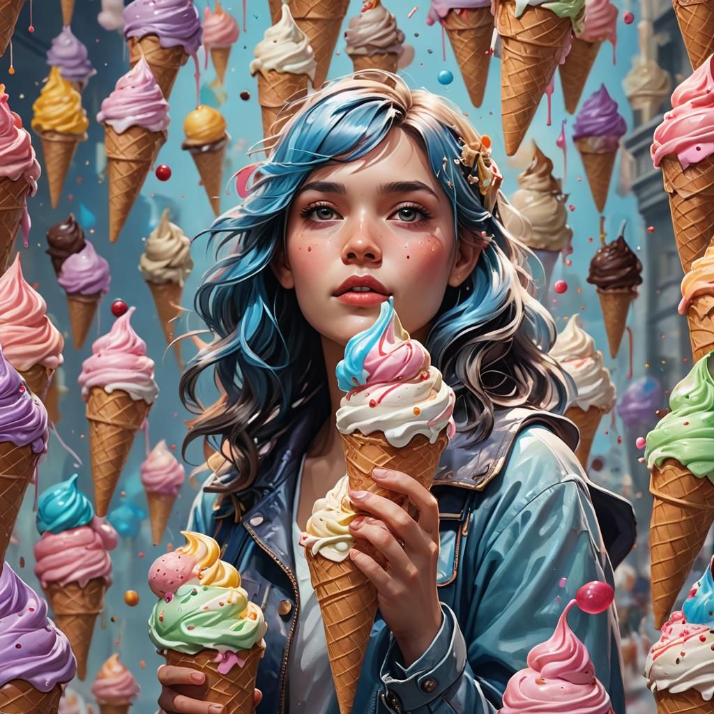 Hyperdetailed Ice Cream Portrait, Trending Artstation Style
