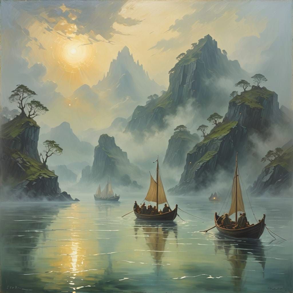 Ethereal Medieval Survivors in Blue Mist