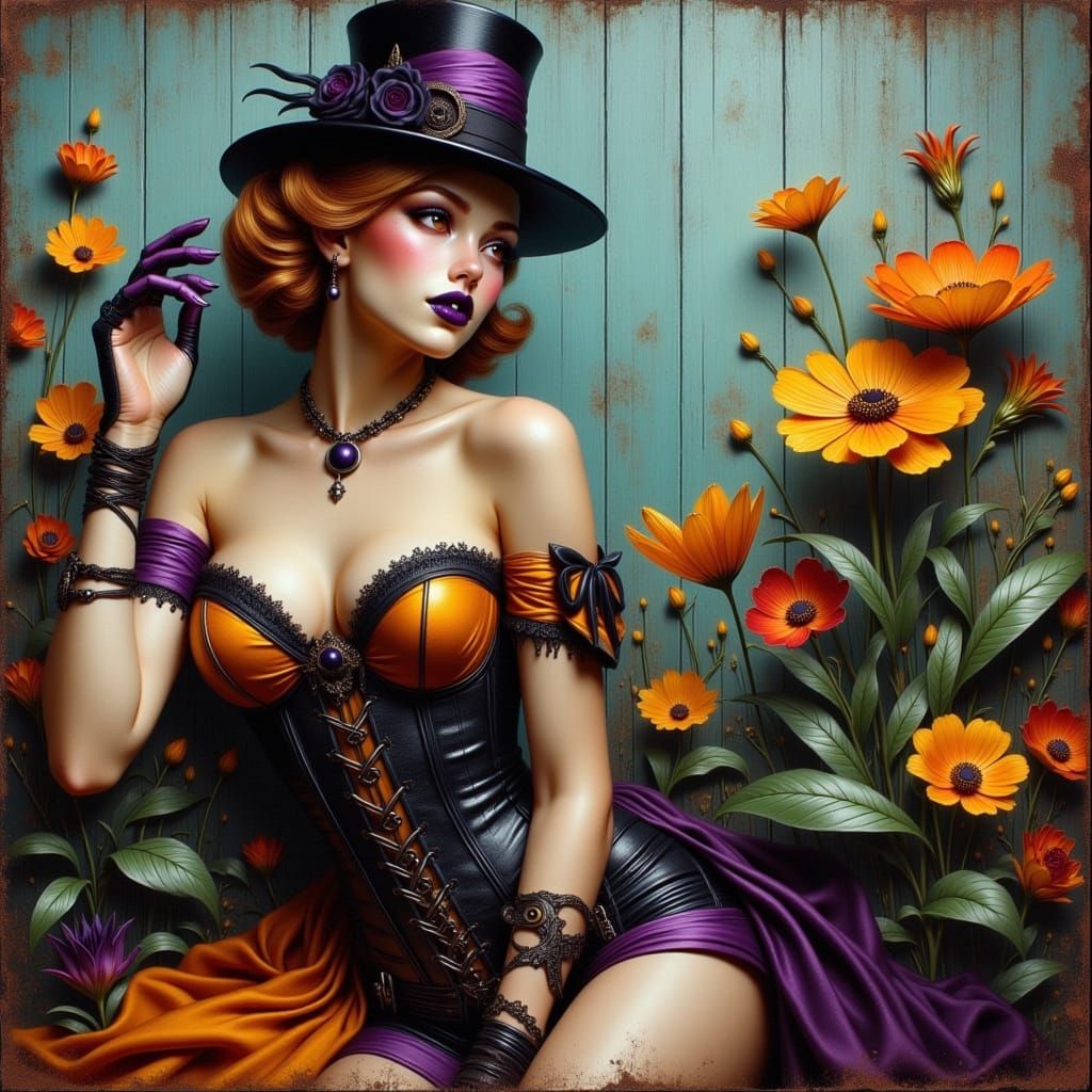 Steampunk Corseted Beauty in Vintage Elegance