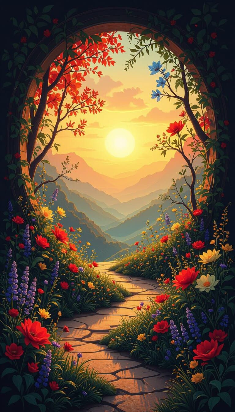 Ethereal Void with Vibrant Hues in Golden Hour Glow