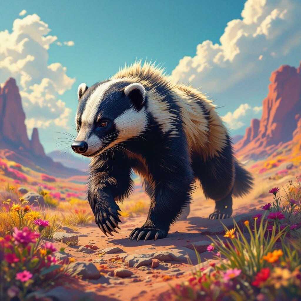 Psychedelic Honey Badger World Conquest: Digital Art