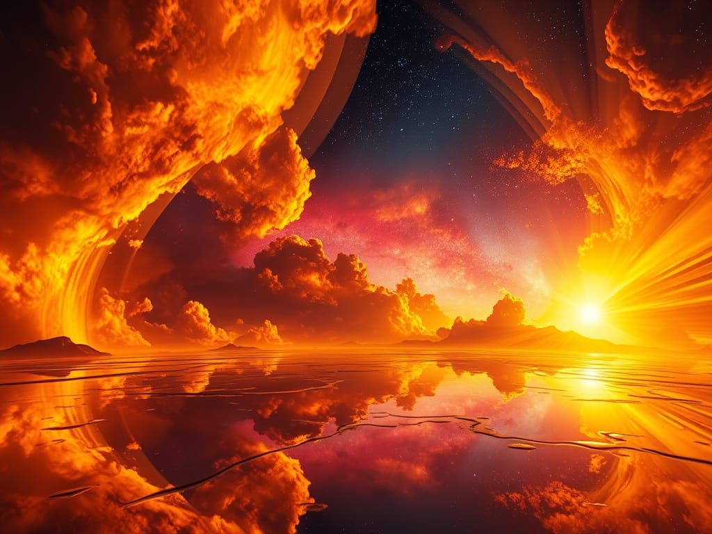 Breathtaking Outer Space Sunset with Swirling Nebulae