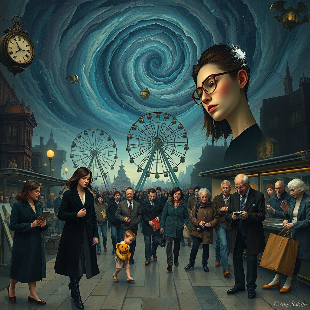 Dreamlike Cityscape: Solitary Figures in a Surreal World